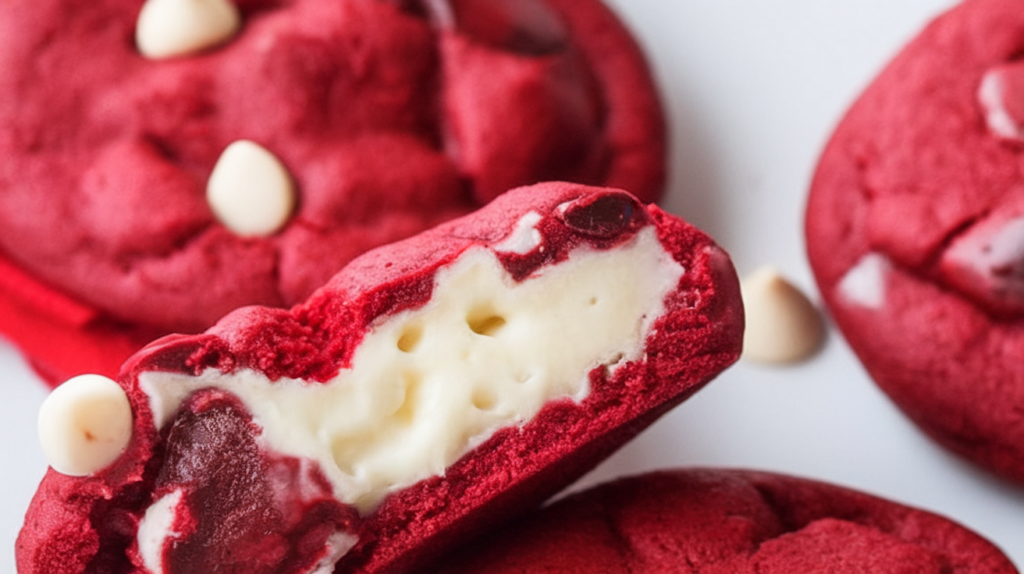 Cheesecake Stuffed Red Velvet Cookies